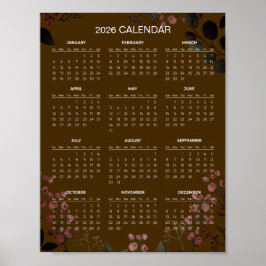 Póster Calendario floral simple pero elegante 2026 | 