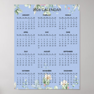 Póster Calendario Floral Simple pero Elegante 2026