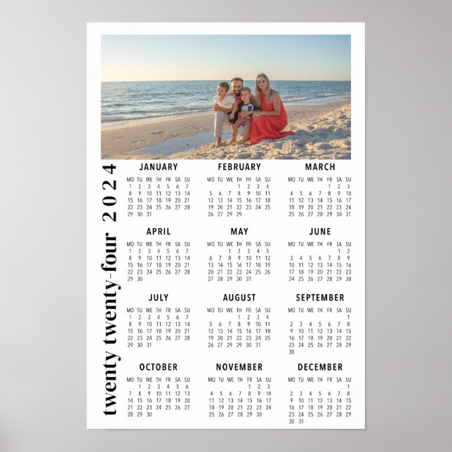 Póster Calendario fotográfico 2024 minimalista moderno (Frente)