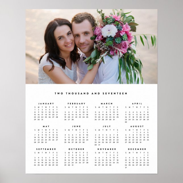 Póster Calendario fotográfico anual mínimo 16x20 2017 (Frente)