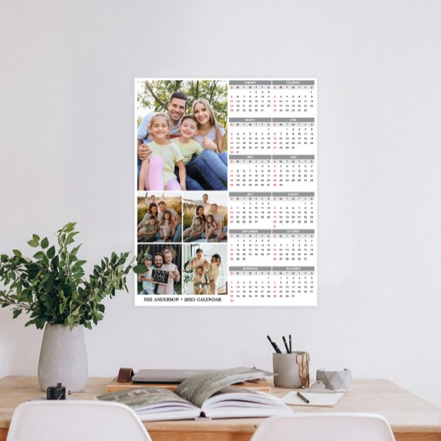 Póster Calendario fotográfico de Año Nuevo 2025 para Pers (Personalize 2025 with our custom photo calendar poster—display favorite photos and stay organized.)