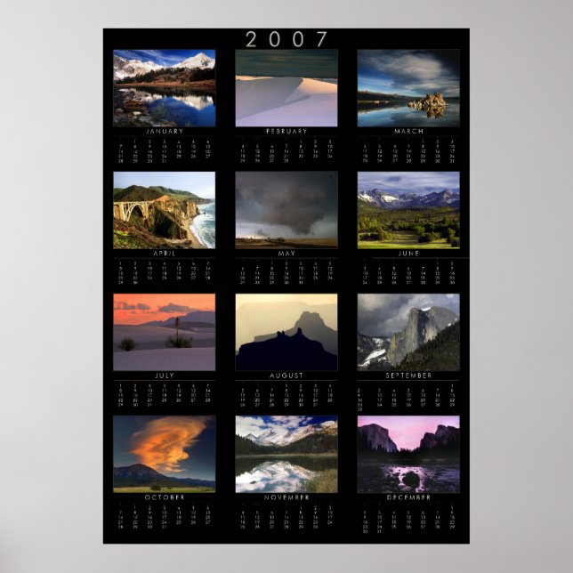 Póster Calendario fotográfico de paisajes de 2007 (Frente)