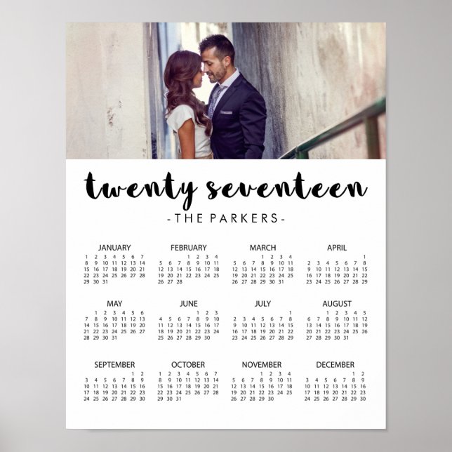 Póster Calendario fotográfico mínimo moderno 2017 (Frente)