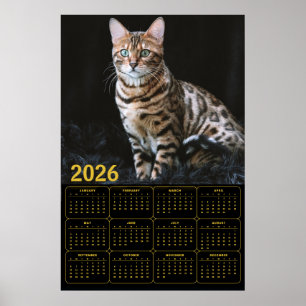 Póster Calendario Gato Bengalí 2026