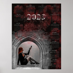 Póster Calendario gótico de chicas 2023