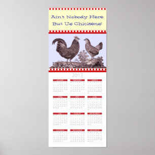Póster Calendario Grande de Cocina de Granja Lechera Vint