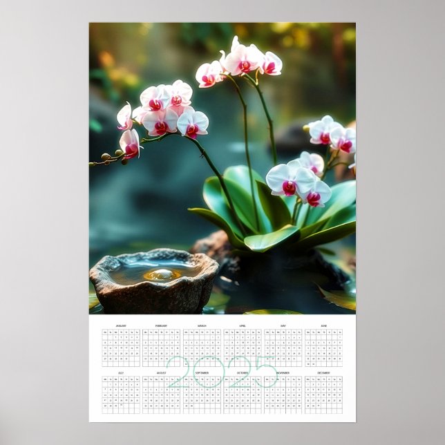 Póster Calendario jardín de orquídeas 2025 (Frente)