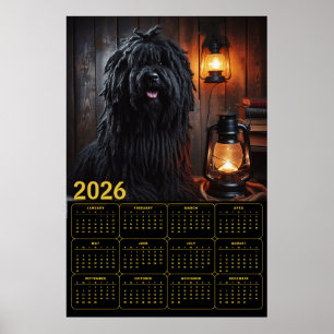 Póster Calendario Komondor con Linternas y Libros 2026