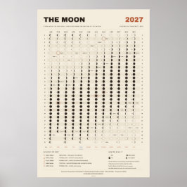 Póster Calendario Lunar 2027 - Fases Lunares, Pergamino