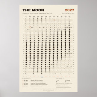 Póster Calendario Lunar 2027 - Fases Lunares, Pergamino