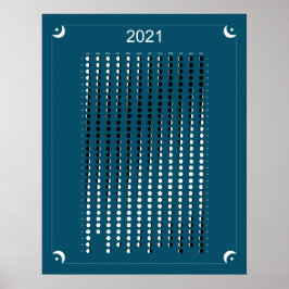 Póster Calendario Lunar Azul 2021