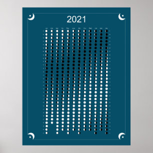 Póster Calendario Lunar Azul 2021