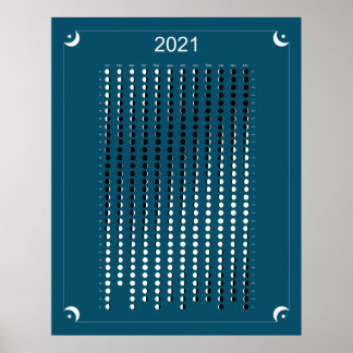 Póster Calendario Lunar Azul 2021