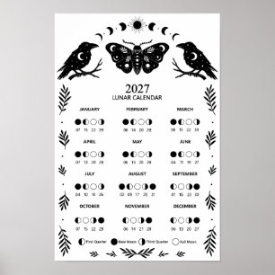 Póster Calendario Lunar Celestial de la Luna del 2027 de 
