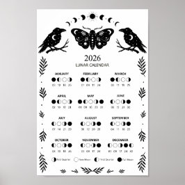 Póster Calendario Lunar Celestial de la Polilla de Brujer