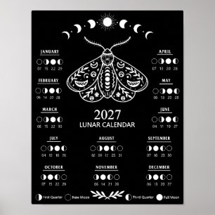 Póster Calendario Lunar Celestial Luna Mariposa de Brujer