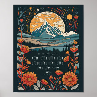 Póster Calendario Lunar de Ciclo de la Luna 2024 Hemisfer