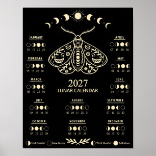 Póster Calendario lunar de la polilla de brujería celesti