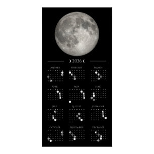 Póster Calendario Lunar de Pared 2026 de 14 x 28 pulgadas