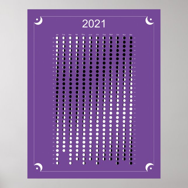 Póster Calendario Lunar Purpura 2021 (Frente)