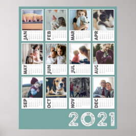 Póster Calendario mensual 2021 Collage de fotos moderno