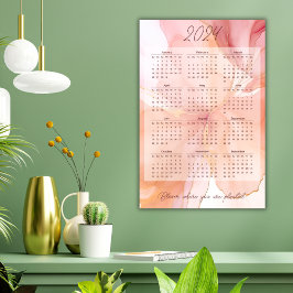 Póster Calendario Mensual 2024 Años Floral Stylish