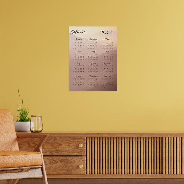 Póster Calendario Mensual de la Montaña Sunset 2024 (Salón 2)