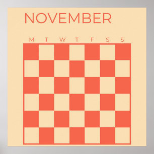 Póster Calendario mensual de noviembre de Peach sin fecha