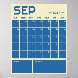 Póster Calendario mensual de pared en color vibrante y ne