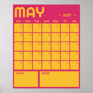 Póster Calendario mensual de pared en color vibrante y ne