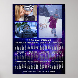 Póster Calendario Mensual del Año 2026 Espacio Nebulosa 3