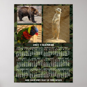Póster Calendario mensual del año 2027 Camuflaje Agregar