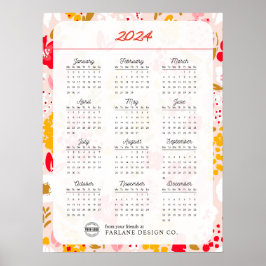 Póster Calendario mensual del logotipo comercial de las f