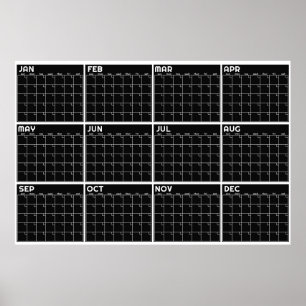 Póster Calendario mensual minimalista sin fecha para pare