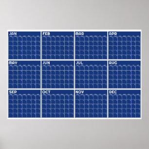 Póster Calendario mensual minimalista sin fecha para pare