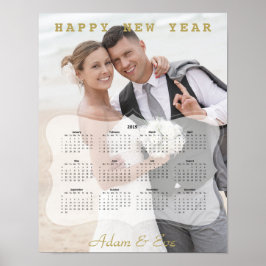 Póster Calendario Mini Foto de Novia y Novio Elegante