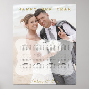 Póster Calendario Mini Foto de Novia y Novio Elegante