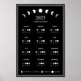 Póster Calendario Minimalista de ciclos lunares de la fas
