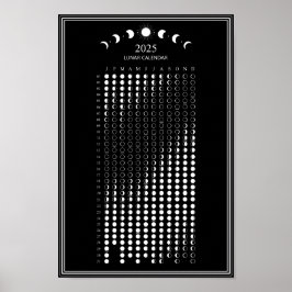 Póster Calendario minimalista de fases lunares de 2025