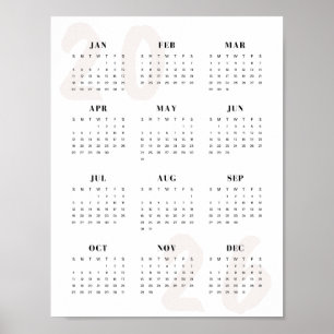 Póster Calendario minimalista de una página para 2026 lim