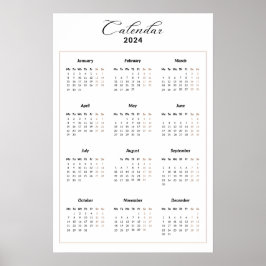 Póster Calendario minimalista para 2024