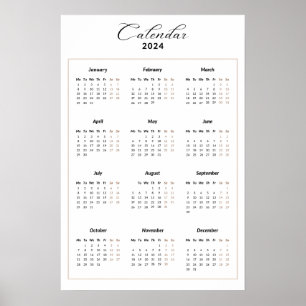 Póster Calendario minimalista para 2024