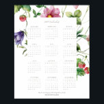 Póster Calendario Motivacional de Año Completo 2024<br><div class="desc">Este precioso y elegante calendario botánico enmarcado presenta un conjunto elegante y contemporáneo de fuentes con un fondo blanco. El período completo del calendario de 12 meses se enmarca en una combinación de elementos naturales como flores silvestres y bayas. El texto "¡Que este año te traiga alegría, salud y crecimiento...</div>