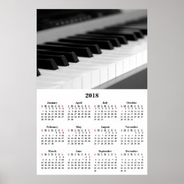 Póster Calendario mural 2018 Música hermosa cartel de pia
