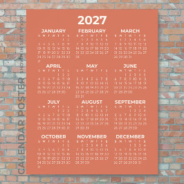 Póster Calendario mural 2027 Simple Básico Terracota
