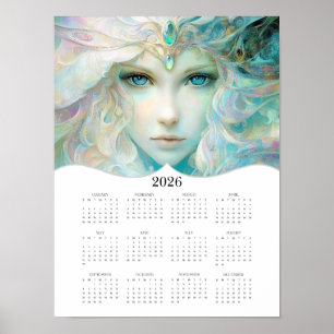 Póster Calendario mural anual de señora de fantasía 2026