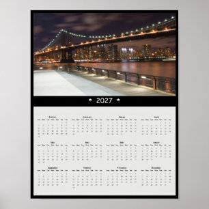 Póster Calendario mural de 2027 del puente de Manhattan -