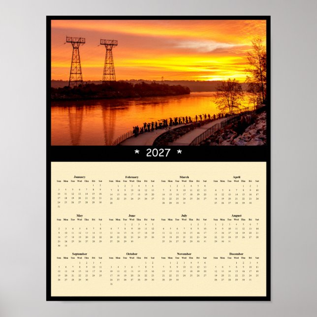 Póster Calendario mural de amaneceres de Conowingo 2027 (Frente)