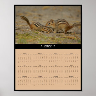 Póster Calendario mural de ardilla de 2027 - Observador d