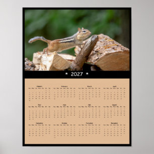 Póster Calendario mural de ardilla de 2027 - Pequeño amig